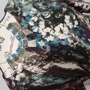 Beautiful Muted Flowered Size 12P Connected Apparel Dress EUC